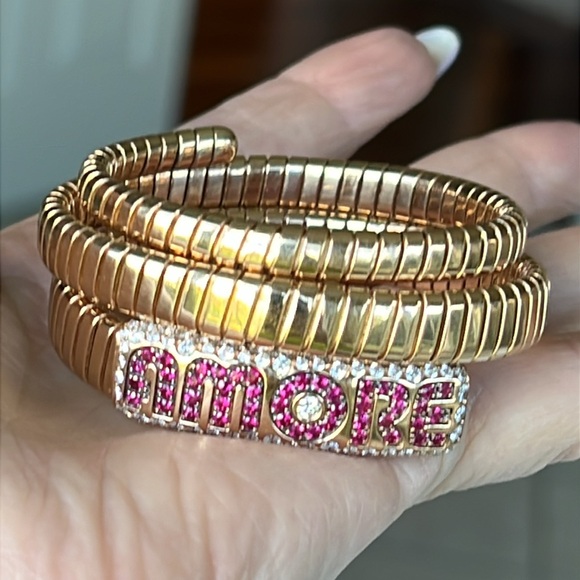 Vintage Jewelry - 18k gold diamond and ruby 'Amore' Bracelet